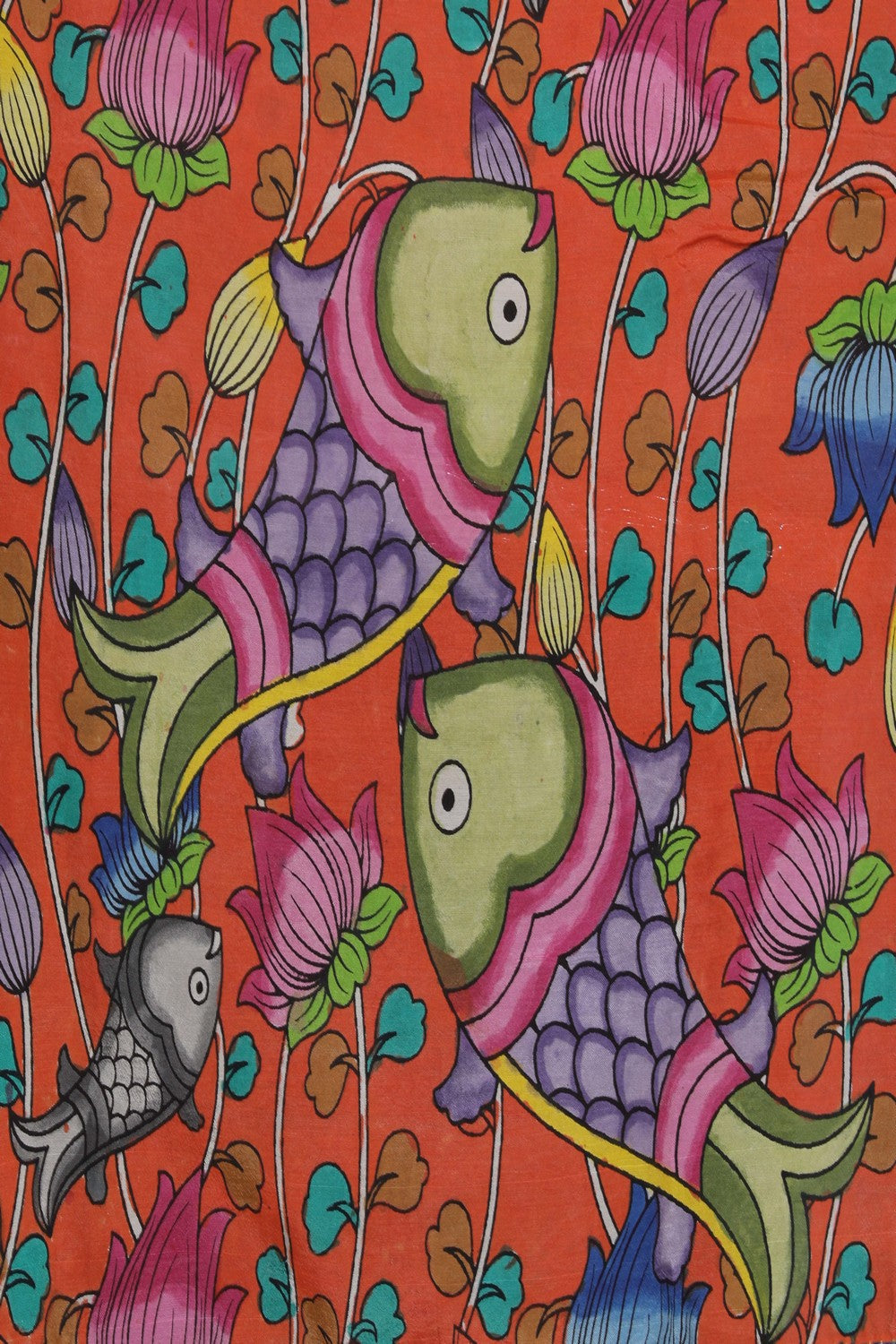 Image of Kalamkari Hand-Painted Silk Saree